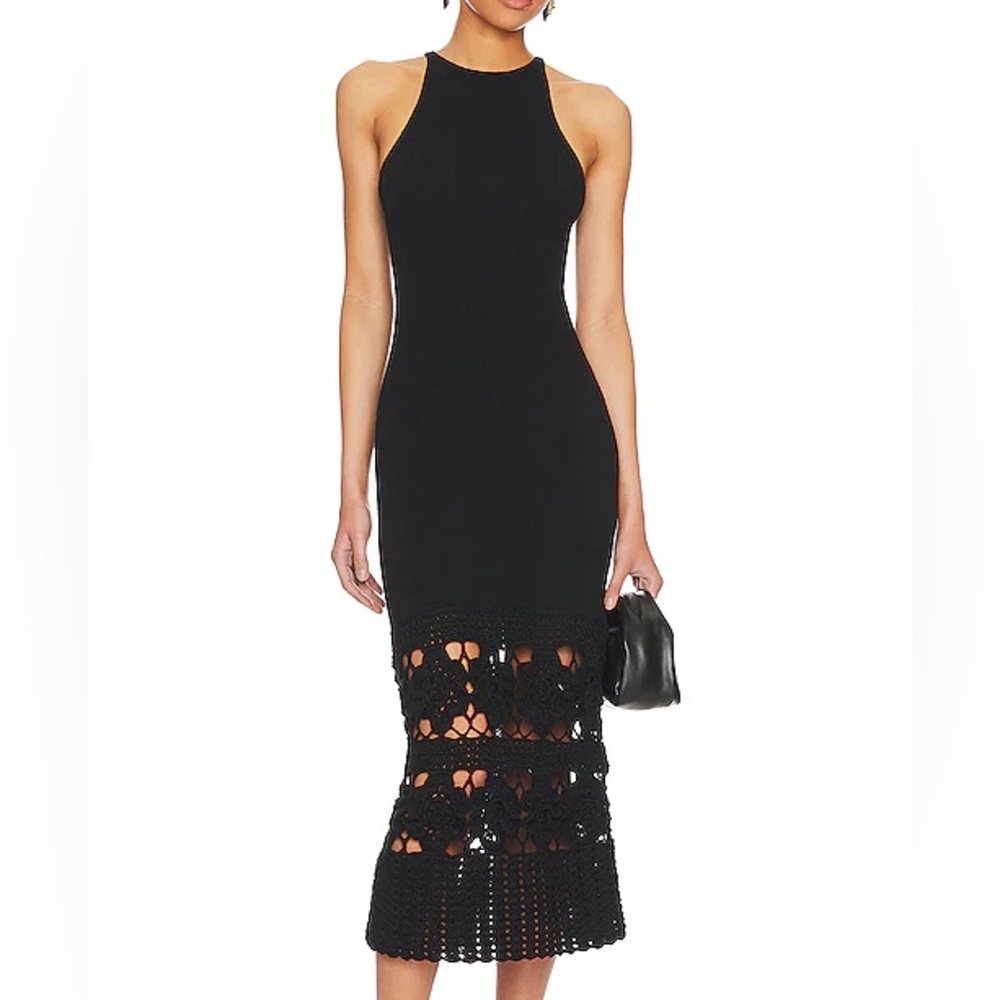 Tularosa Black Cut Out Pleated Maxi Dress